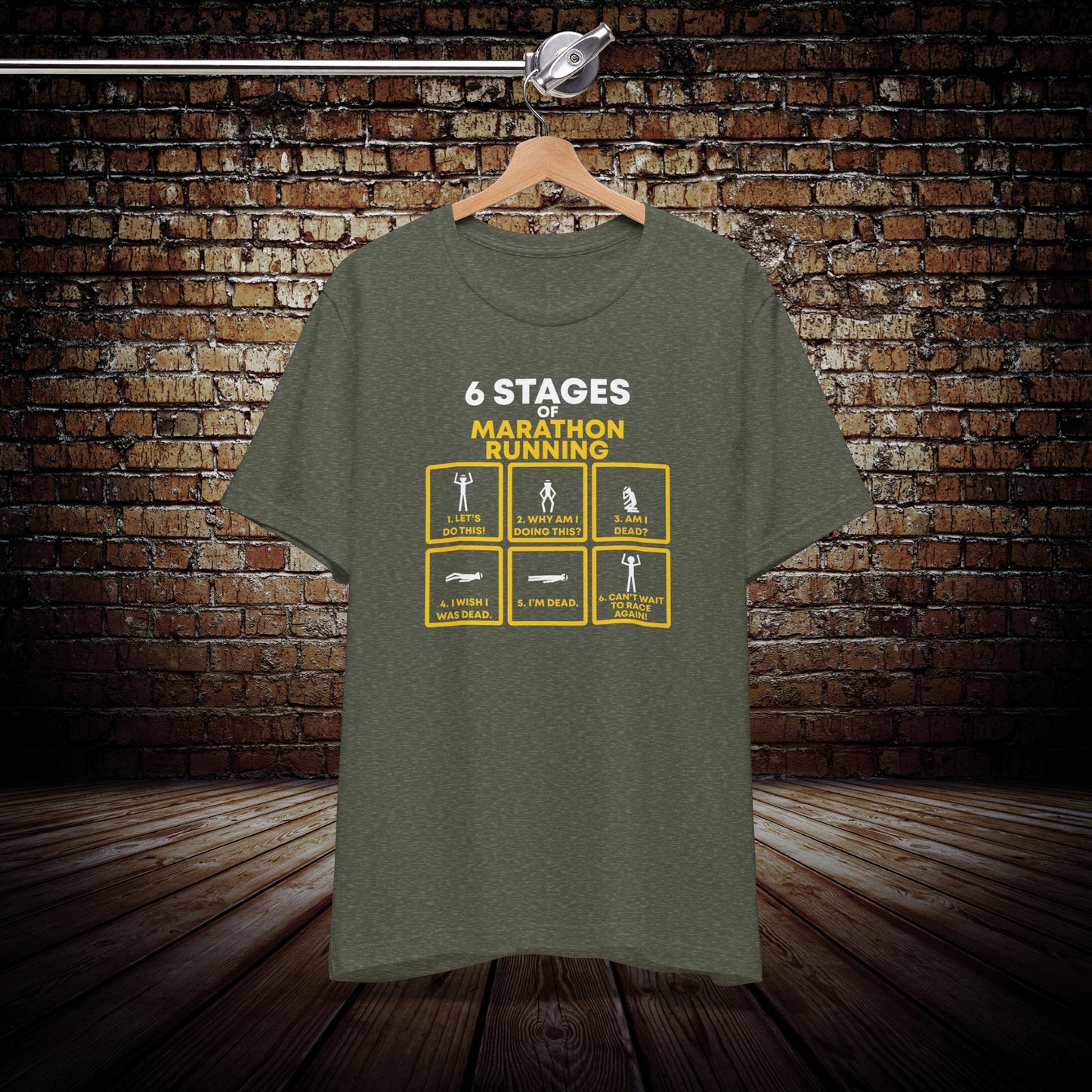 6 stages of marathon running Graphic Tee