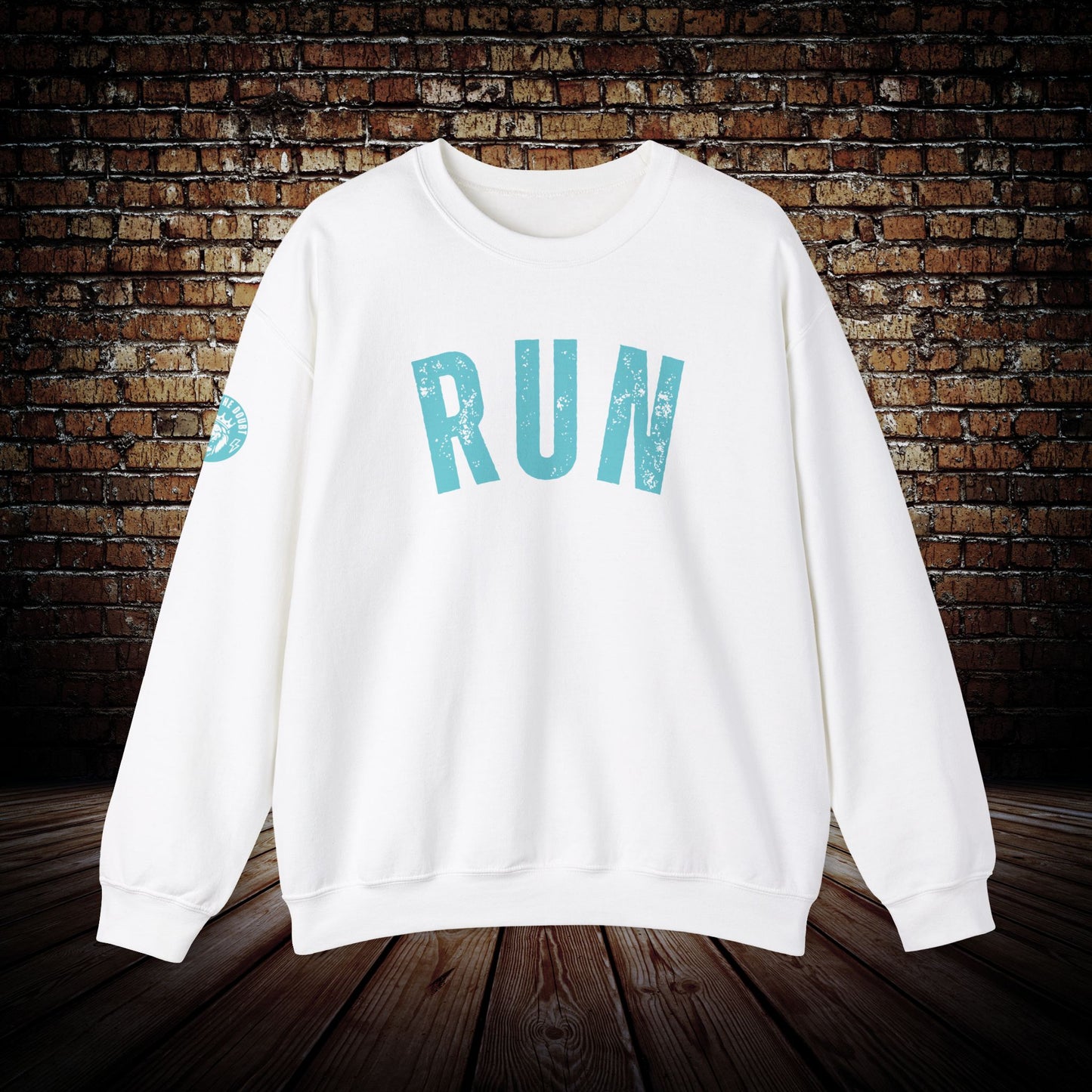 RUN in turquoise - Outlast The Doubt Sweatshirt
