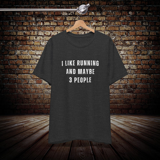 I like running and 3 people graphic tee