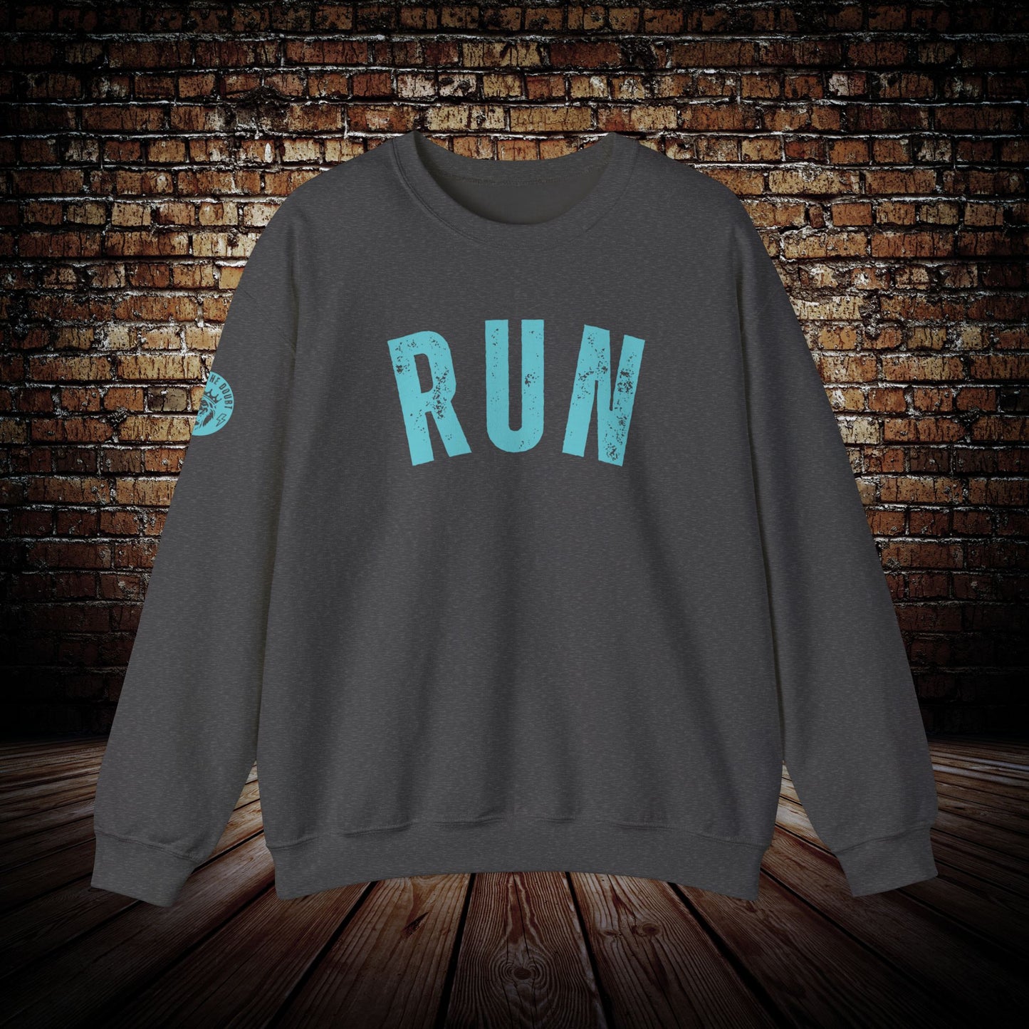 RUN in turquoise - Outlast The Doubt Sweatshirt