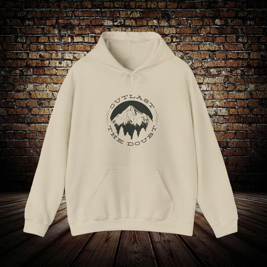 Outlast the doubt mountain view hoodie