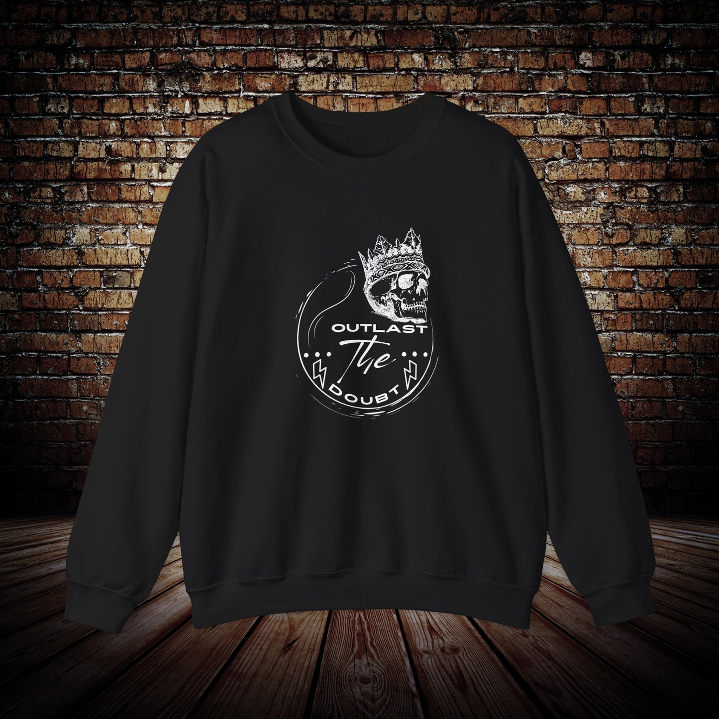 Outlast the doubt lightning bolt sweatshirt