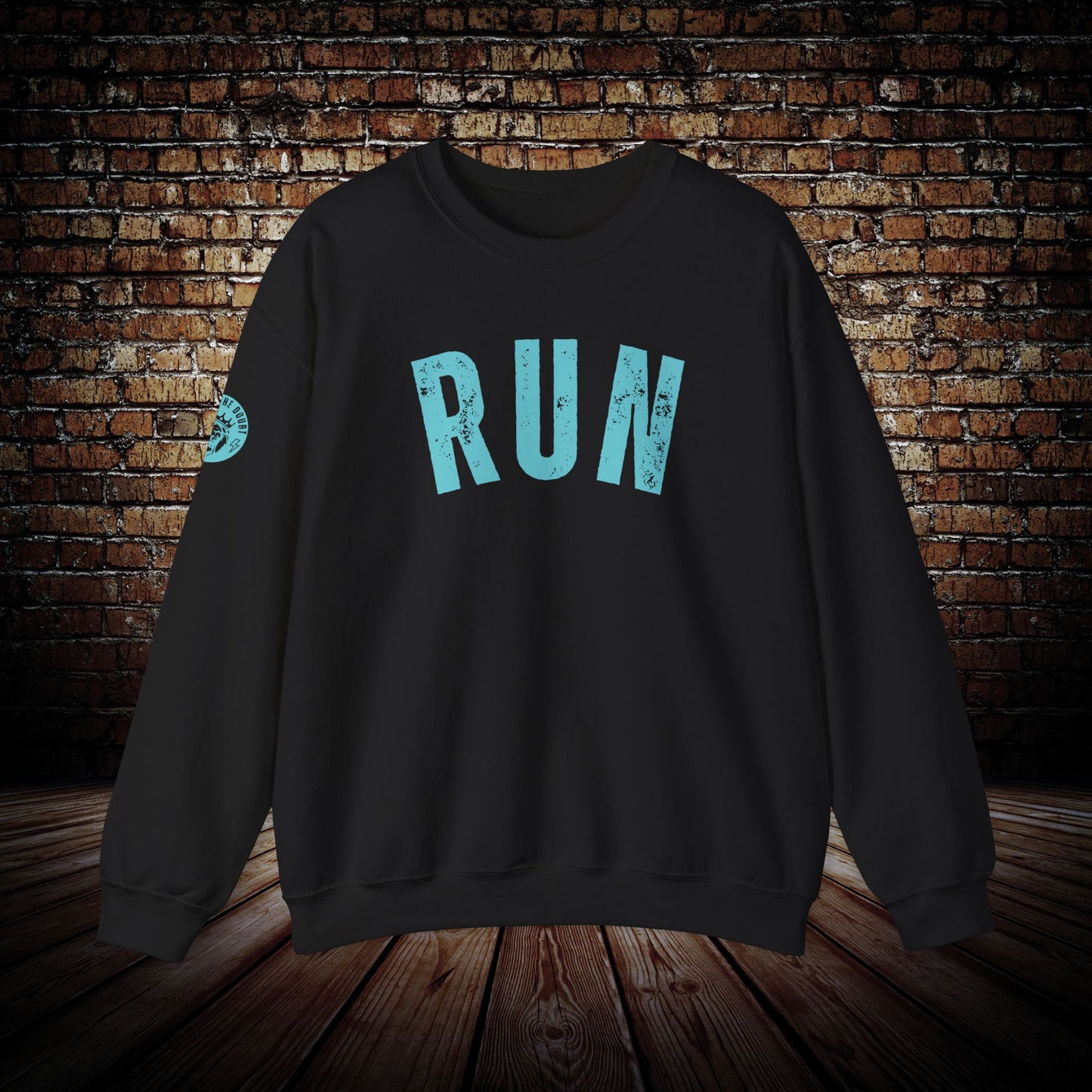 RUN in turquoise - Outlast The Doubt Sweatshirt