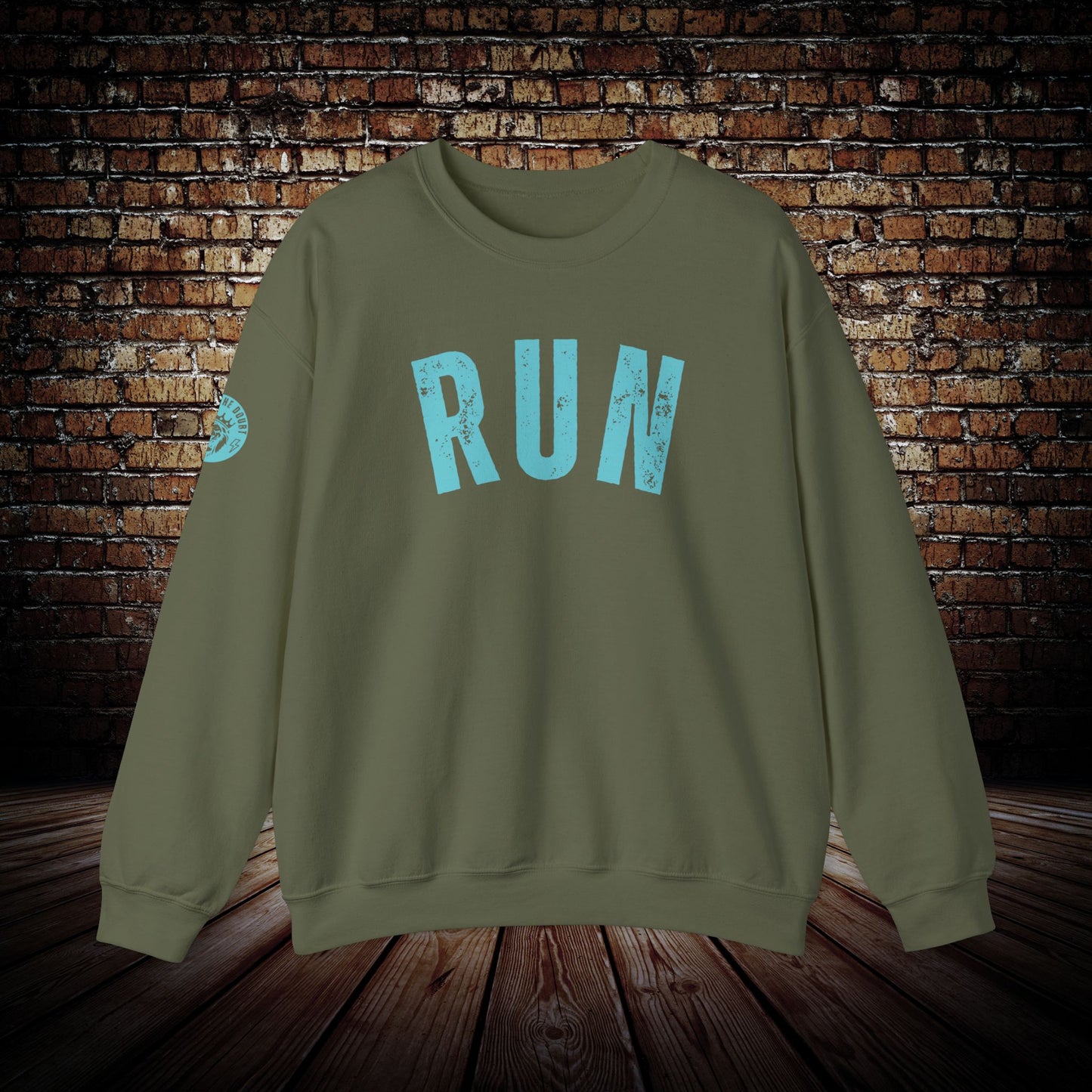 RUN in turquoise - Outlast The Doubt Sweatshirt