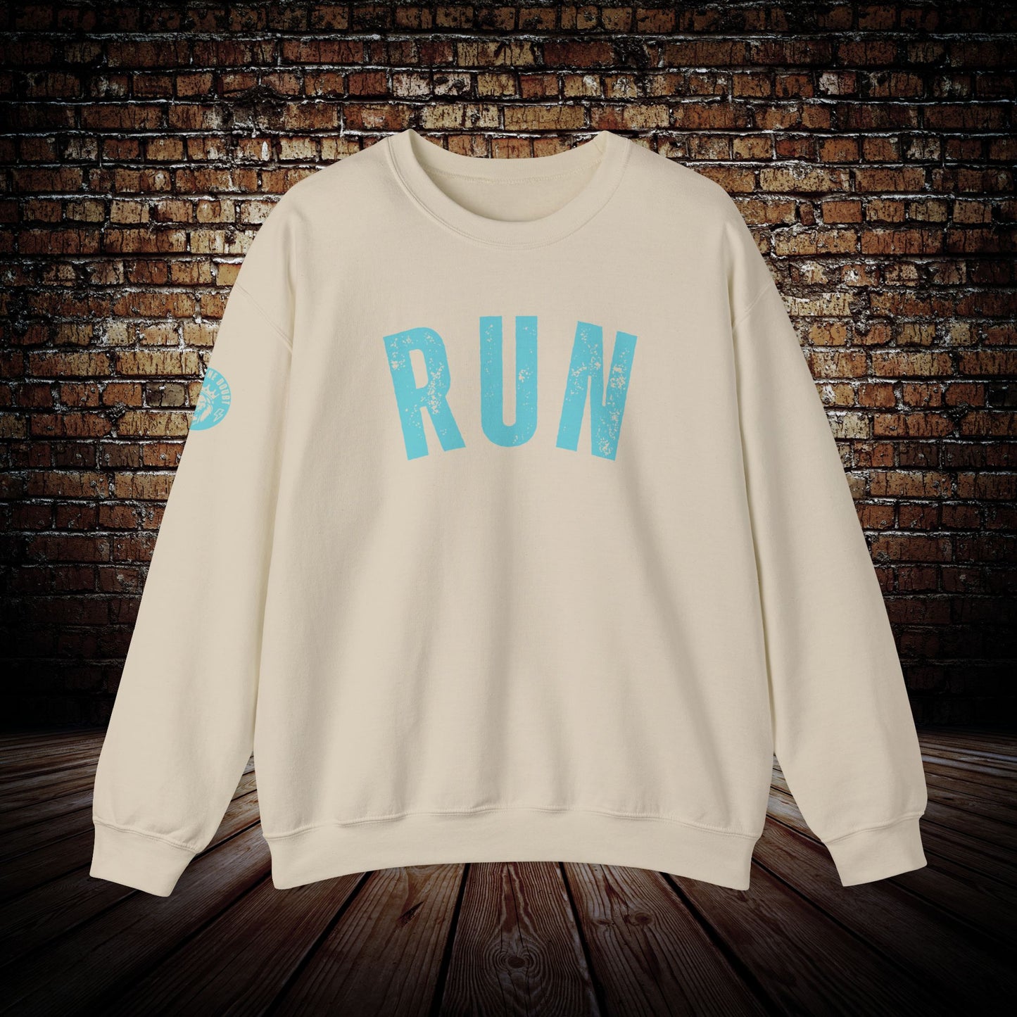 RUN in turquoise - Outlast The Doubt Sweatshirt