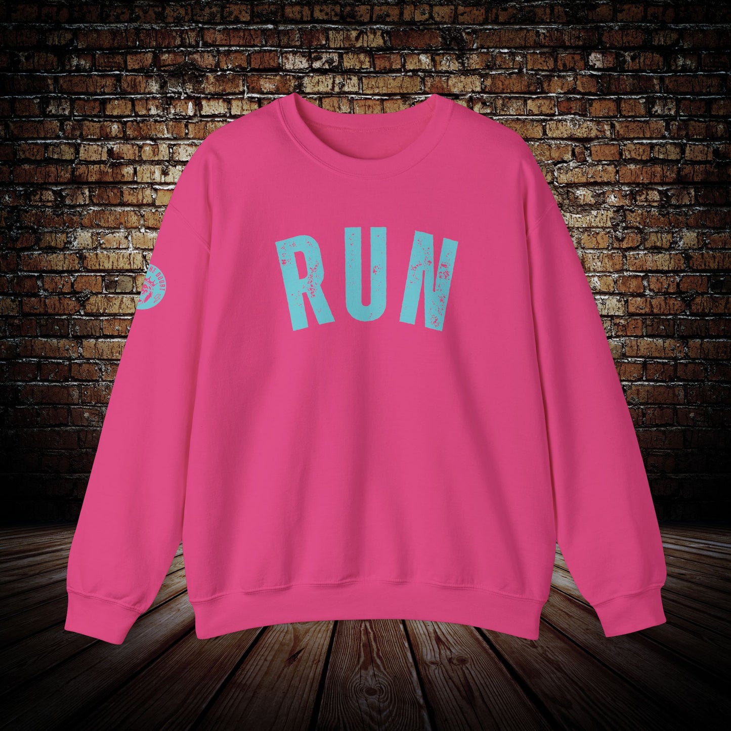 RUN in turquoise - Outlast The Doubt Sweatshirt